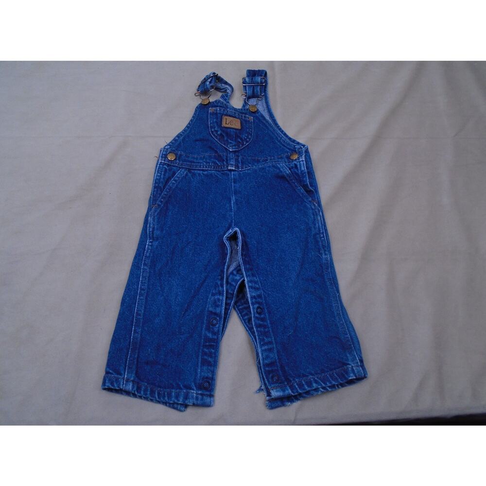 Vintage LEE Denim Overalls Toddler 18 Months 100% Cotton USA Made Snap Gusset